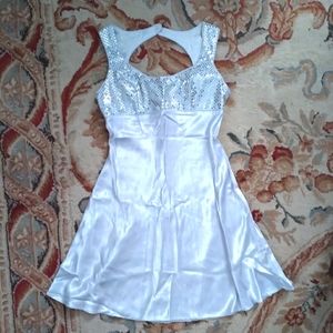 Vintage Silver Sequin Evening Dress